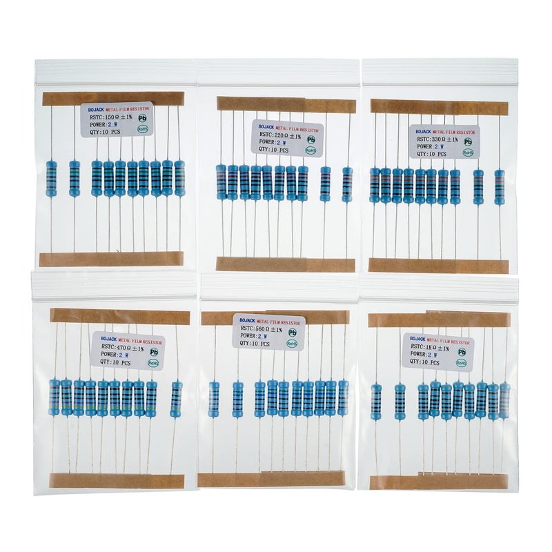 BOJACK 300 Pcs 30 Values Resistor Kit 1 Ohm - 1M Ohm with 1% 2W Metal Film Resistors Assortment - Image 5